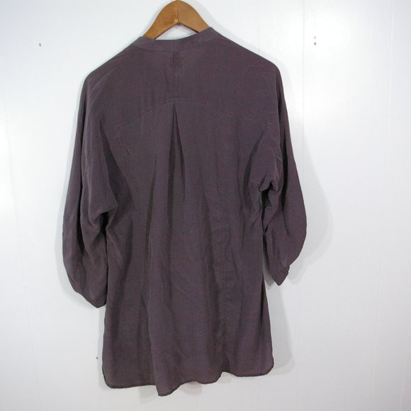 Anthopologie Edme & Esyllte 100% Silk Blouse Top Womens Large 3/4 Sleeve Henley - Picture 5 of 8